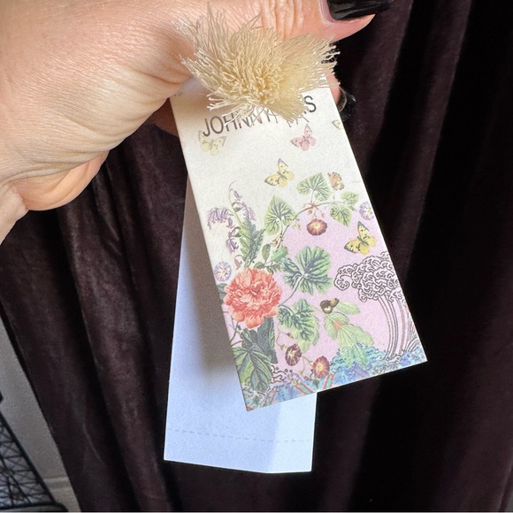 Johnny Was Chocolate Velvet Wide Leg Pants with Butterfly Details - Picture 8 of 9